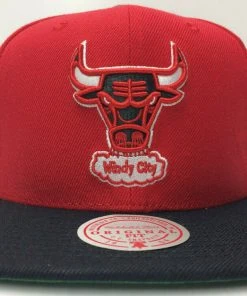 Chicago Bulls Mitchell & Ness NBA Snapback Hat 2Tone Hardwood Cap "Windy City"