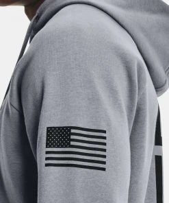 Under Armour Men's UA New Freedom Flag Logo Rival Hoodie Hooded Sweatshirt