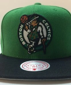 Boston Celtics Mitchell & Ness NBA Adjustable Snapback Hat 2Tone Flat Brim Cap