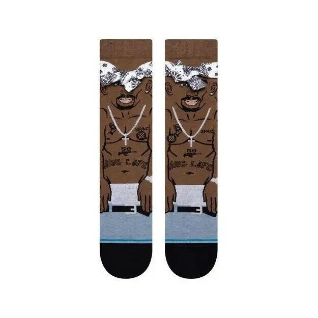 Tupac Shakur Stance Socks Large Men's 9-12 Crew Socks Bandana 2Pac Hip Hop Rap 2 Tupac Shakur Stance Socks Large Men's 9-12 Crew Socks Bandana 2Pac Hip Hop Rap
