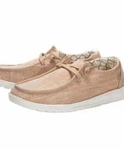 Hey Dude Wendy Canvas Sparkling Rose Gold Women's Lightweight Shoes Slip On Hey Dude Shoes