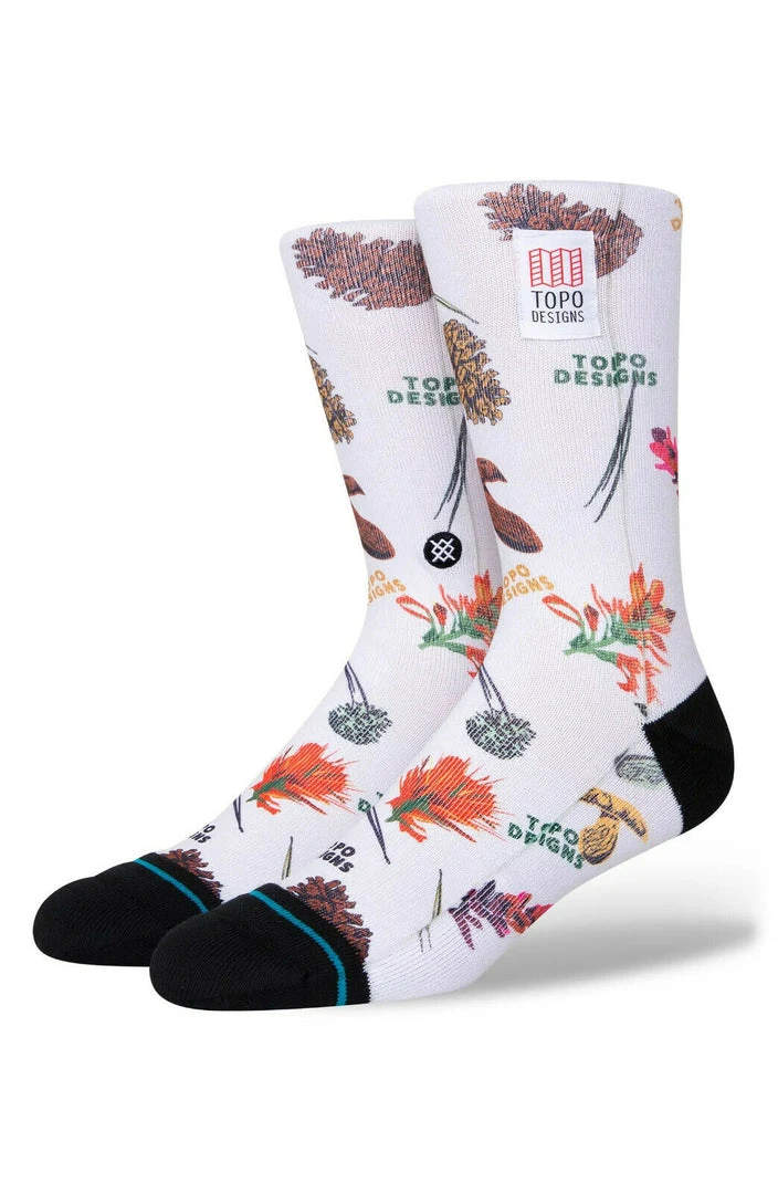 Stance Socks X Topo Designs Mushroom Pine Cones Flowers Large Men's 9-13 2 Stance Socks X Topo Designs Mushroom Pine Cones Flowers Large Men's 9-13
