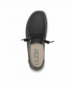 Hey Dude Shoes Hey Dude Wendy Chambray Off Black Lightweight Slip On Casual Women's Shoes Comfy