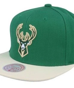 Milwaukee Bucks Mitchell & Ness NBA Snapback Hat 2Tone Flat Brim Adjustable Cap