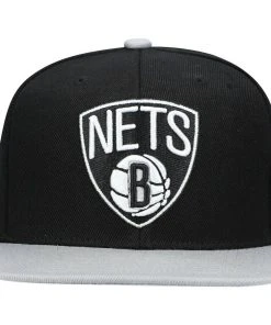 Brooklyn Nets Mitchell & Ness NBA Snapback Hat Nets Logo Cap 2 Tone Flat Brim