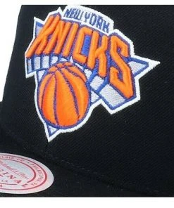 New York Knicks Mitchell & Ness NBA Snapback Hat Black Flat Brim Adjustable Cap