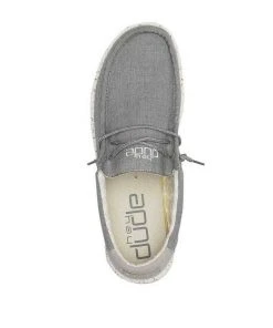 Hey Dude Wally Chambray Frost Grey Men's Shoes Comfortable Lightweight Slip On Hey Dude Shoes