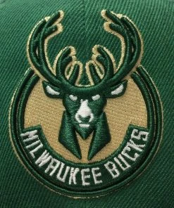 Milwaukee Bucks Mitchell & Ness NBA Snapback Hat 2Tone Flat Brim Adjustable Cap