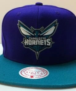 2022 Charlotte Hornets Mitchell & Ness NBA Snapback Hat Cap 2Tone Flat Brim