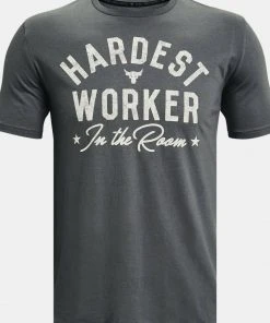 Under Armour Mens UA Project Rock Hardest Worker T-Shirt Dwayne "Rock" Johnson 22 Under Armour Mens UA Project Rock Hardest Worker T-Shirt Dwayne