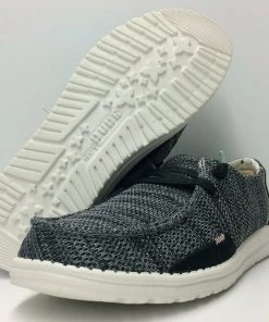 Hey Dude Wendy Canvas Sparkling Black Women's Lightweight Casual Shoes Slip On