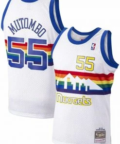 NBA Dikembe Mutombo Denver Nuggets Mitchell & Ness 1991-92 Authentic Jersey Rainbow