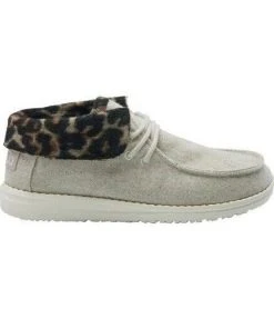 Hey Dude Wendy Britt Cream Cheetah Women's Lightweight Casual Slip On Shoes Hey Dude Shoes